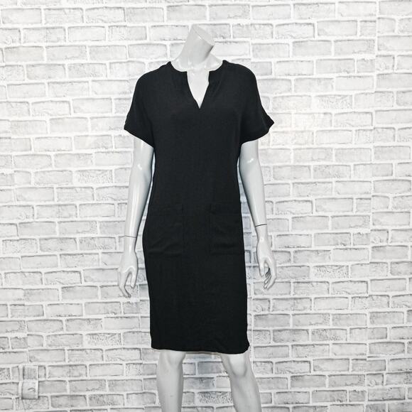 APIECE APART Women's V-neck cap sleeve Dress Black wool blend size 2 - Picture 1 of 11